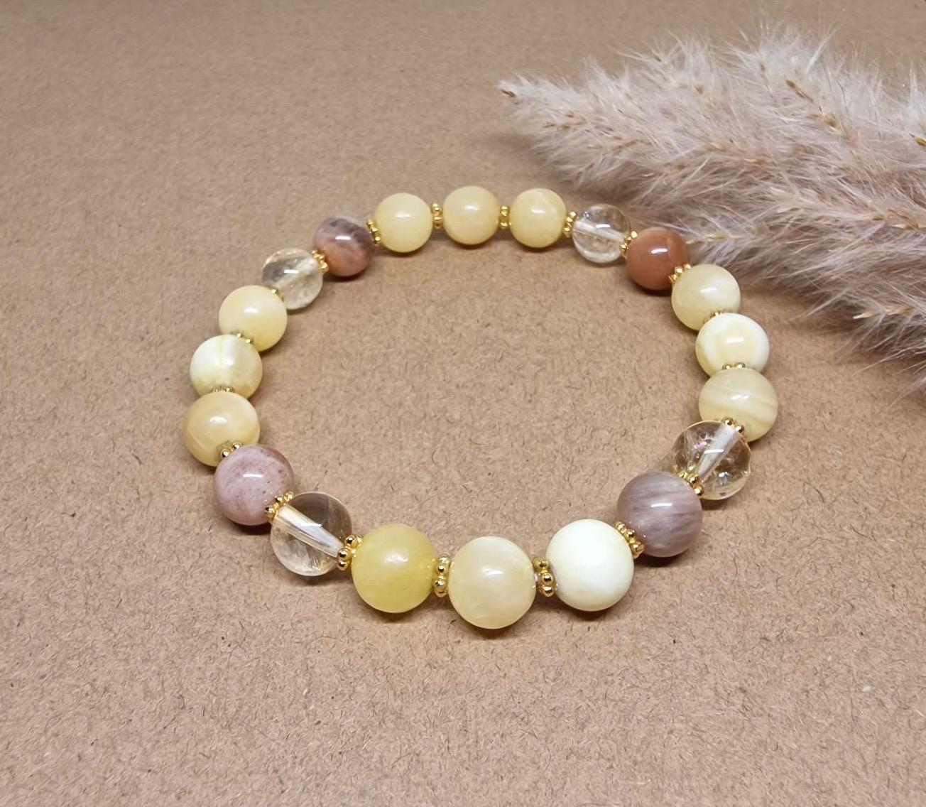 Chakra Glow - Citrin, Mondstein, Calcit Armband