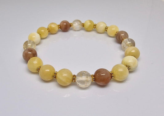 Chakra Glow - Citrin, Mondstein, Calcit Armband